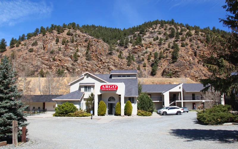 Argo Inn and Suites on Clear Creek, a walk from the Idaho Springs hot springs in Colorado