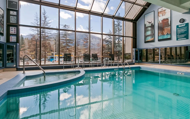 Indoor pool annex at Best Western Plus Banff International Lodge near the Banff Upper Hot Springs, Alberta