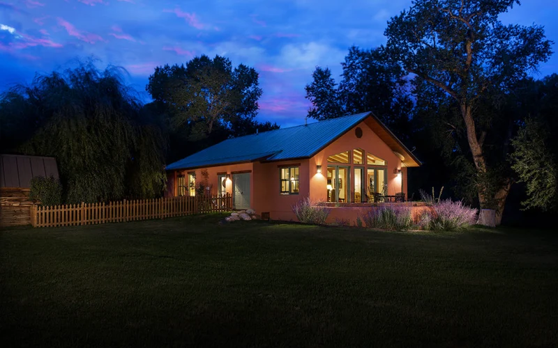 Southwestern cottages at Blue Lake Ranch in Hesperus, west of the Durango hot springs in Colorado