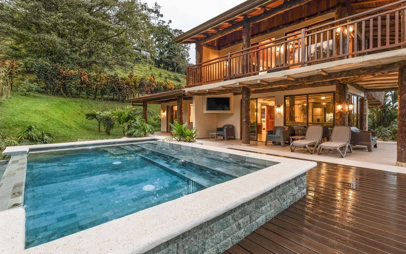 Family pools, slide and gardens at Los Lagos Hotel Spa & Resort near the La Fortuna hot springs, Costa Rica