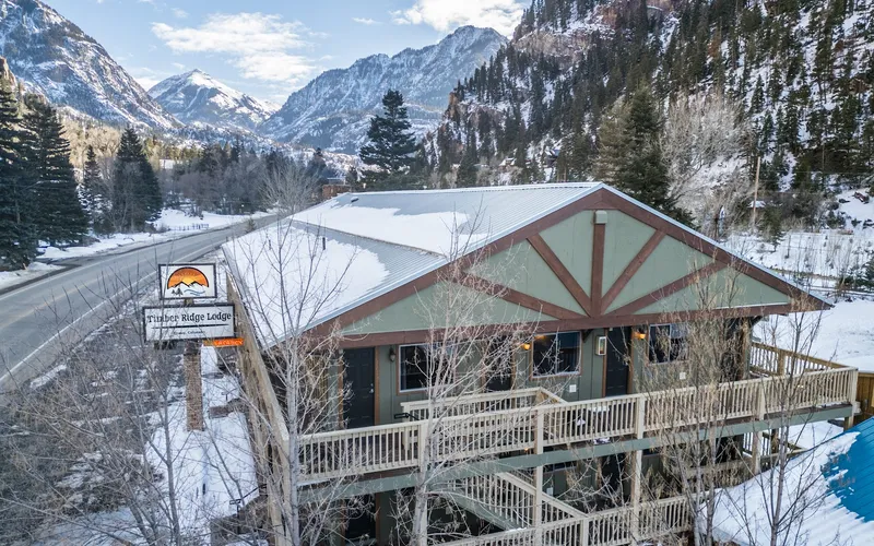 Timber Ridge Lodge across the road from the Ouray Hot Springs Pool in Ouray, Colorado